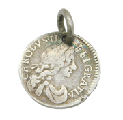 King Charles II Silver Maundy Fourpence Coin Charm Antique 1681