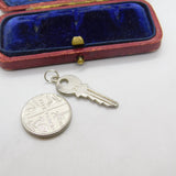 Sterling Silver 21st Birthday Key Charm Pendant Vintage c1970
