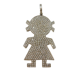 Large Sterling Silver & Sparkling Crystal Set Little Girl Pendant Vintage