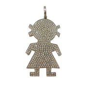 Large Sterling Silver & Sparkling Crystal Set Little Girl Pendant Vintage
