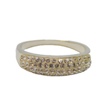 Sterling Silver Four Tier Crystal Set Dress Band Ring Modern c2010 Size N 1/2
