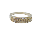 Sterling Silver Four Tier Crystal Set Dress Band Ring Modern c2010 Size N 1/2