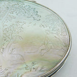 George I Sterling Silver Carved Mother of Pearl Novelty Monk Snuff Box Antique