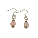 Pair of Sterling Silver Rose Quartz Beaded Hook Drop Earrings Vintage c1970