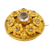 19th Century Gold Plated, Paste Set Mourning Brooch Antique c1860s