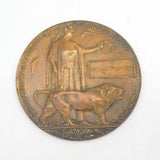 WW1 British Army Bronze Death Plaque Penny 'William Dutton' Antique c1915