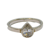Sterling Silver Peardrop Cubic Zirconia Dress Band Ring Vintage c1990 Size N