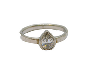 Sterling Silver Peardrop Cubic Zirconia Dress Band Ring Vintage c1990 Size N