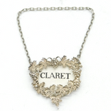 Victorian Sterling Silver Grapevine Decanter Label & Claret Card Antique 1900