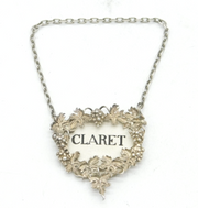 Victorian Sterling Silver Grapevine Decanter Label & Claret Card Antique 1900