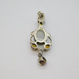 Sterling Silver 3 Citrine, Cabochon Moonstone & Pearl Pendant Vintage c1970s