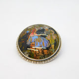 Sterling Silver Morpho Butterfly Wing Regency Scene Brooch Art Deco c1920s