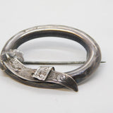 Victorian Sterling Silver Buckle Form Sweetheart Brooch Antique c1880s