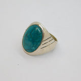 Sterling Silver Chunky Cabochon Turquoise Signet Band Ring Vintage c1970 Size Y