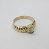Sterling Silver Mother Of Pearl Textured Patterned Ring Vintage c1970 Size R 1/2