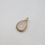 Sterling Silver Rose Quartz Peardrop Charm Pendant Vintage c1970
