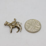 Sterling Silver Lady Horse Riding Side-Saddle Charm Pendant Vintage c1970s