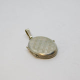 Sterling Silver Tartan Check Patterned Oval Locket Charm Pendant Vintage c1970