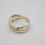 Sterling Silver Cross Over Open Band Ring Vintage c1970 Size J 1/2