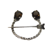 Scottish Sterling Silver & Citrine Penannular Brooch Vintage Edinburgh