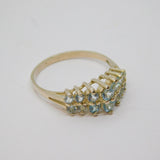 Sterling Silver 14 Aquamarine Double Row Dress Ring Vintage c1970 Size N 1/2
