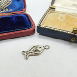 Sterling Silver Filigree Fish Charm Pendant Vintage c1970