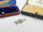 Sterling Silver Filigree Fish Charm Pendant Vintage c1970