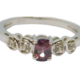 Sterling Silver Amethyst & White Sapphire Dress Ring Vintage c1970 Size N 1/2