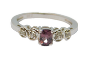 Sterling Silver Amethyst & White Sapphire Dress Ring Vintage c1970 Size N 1/2