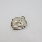 Sterling Silver Patterned Textured Heart Locket Charm Pendant Vintage c1970