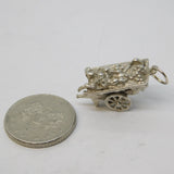 Sterling Silver Fruit Cart Charm Pendant Vintage c1970
