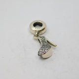 Sterling Silver CZ Stiletto Heel Shoe Bracelet Charm Or Pendant Modern c2010s