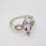 Sterling Silver Pale Amethyst & White Sapphire Dress Ring Vintage c1970 Size N