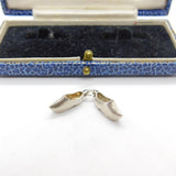 Sterling Silver Pair of Dutch Clog Shoes Charm Pendant Vintage c1970