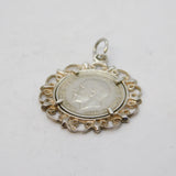 Sterling Silver George V Threepence Coin Charm Pendant Antique 1934