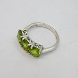 Sterling Silver Triple Round Peridot Dress Ring Vintage c1990 Size P 1/2