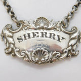 Victorian Sterling Silver Floral Pattern Sherry Decanter Label Antique London
