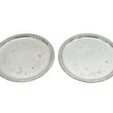 Georg Jensen Pair of Sterling Silver Glass Coasters No. 510 Antique c1930s
