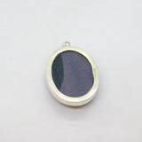 Sterling Silver Cabochon Blue Goldstone Oval Pendant Vintage c1970