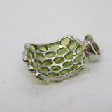 Sterling Silver & Natural Green Peridot Pendant Vintage c1990s