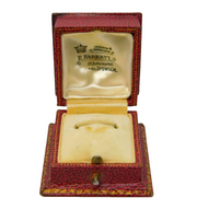 Art Deco Red Tooled Leather Presentation Ring Box Antique c1920s