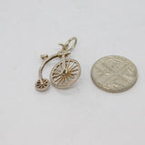 Sterling Silver Penny Farthing Bicycle Charm Pendant Vintage c1970s