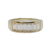 Sterling Silver 7 Emerald Cut CZ Half Eternity Band Ring Modern c1990 Size V