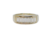 Sterling Silver 7 Emerald Cut CZ Half Eternity Band Ring Modern c1990 Size V