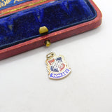 Sterling Silver and Enamel Romsey Travel Shield Charm Pendant Vintage c1970