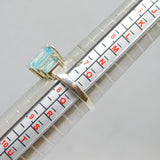 Sterling Silver Triple Graduating Blue Topaz Dress Ring Vintage c1970 Size P