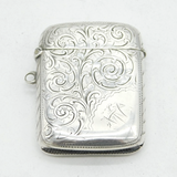 Victorian Sterling Silver Floral Pattern Vesta Case Antique 1897 Birmingham