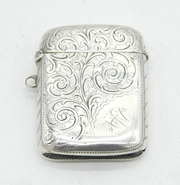 Victorian Sterling Silver Floral Pattern Vesta Case Antique 1897 Birmingham