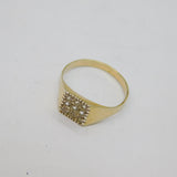 Gold On Sterling Silver 9 Paste Set Signet Band Ring Vintage c1970 Size P 1/2