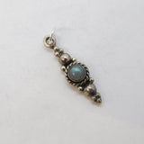Sterling Silver Floral Labradorite Drop Charm Pendant Vintage c1970s